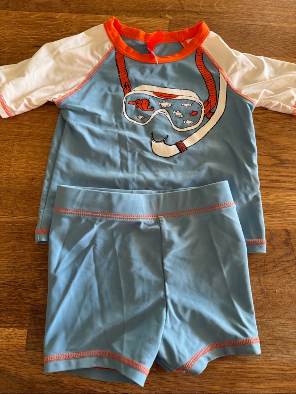 Joe Fresh Light Blue and Bright Orange Baby Rash Guard Top